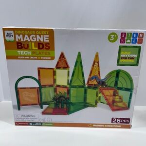 NEW-ALDI exclusive BEE HAPPY Magne-Build magnetic tiles  Dinosaur Jurassic  STEM